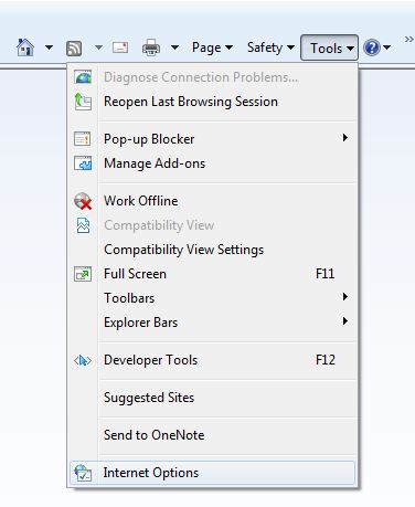  Tools Option in IE